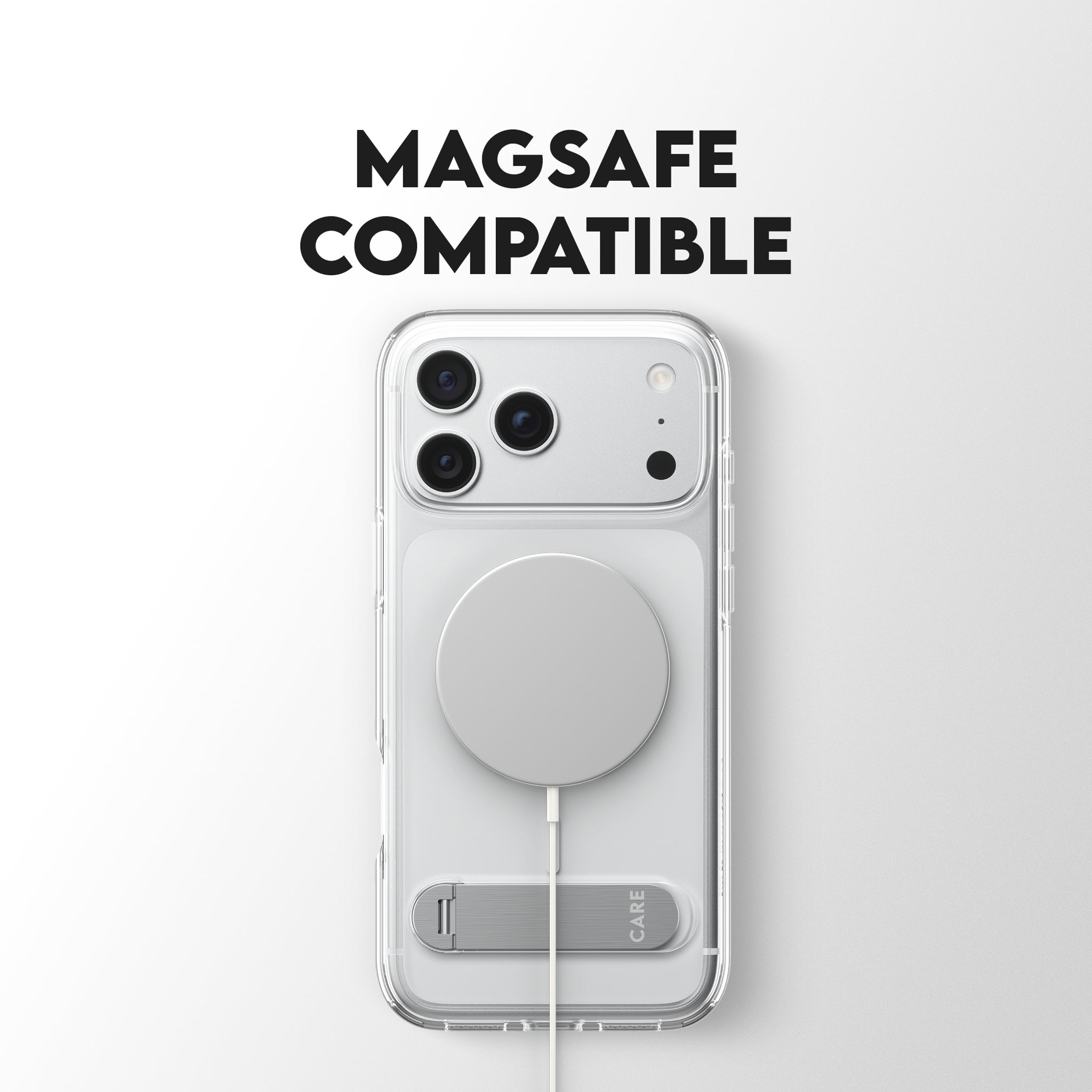 CARE™ by PanzerGlass® Kickstand Case Transparent w. White MagSafe iPhone 18 Pro Max | 17 Pro Max